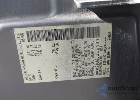 2009 Nissan Altima 2.5 S z USA, uszkodzony, nr VIN 1N4AL21E89C116484